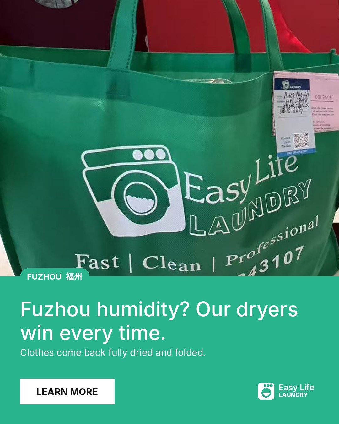 Fuzhou Laundry by Weight, Fully Dried Every Time