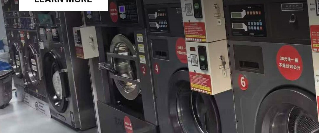 Self-service washers with laundry in progress, Kunming