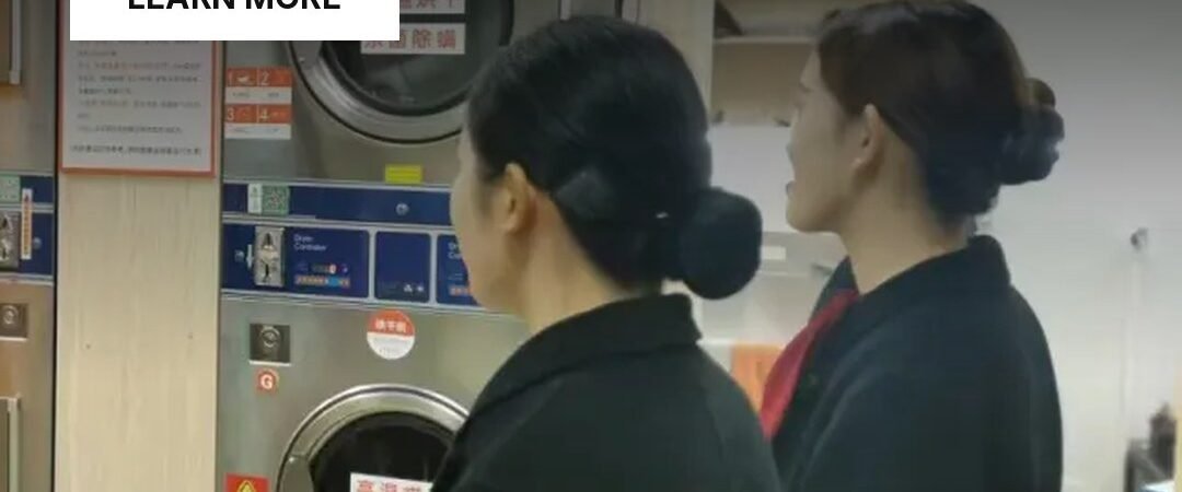 Easy Life Laundry staff at a self-service laundry, Xiamen