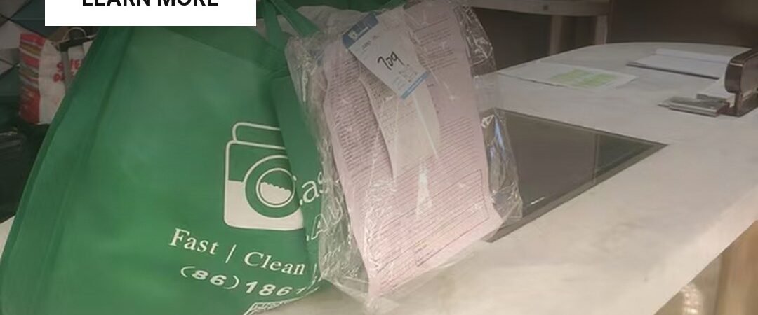 Easy Life Laundry bag on a hotel reception counter, Zhongshan